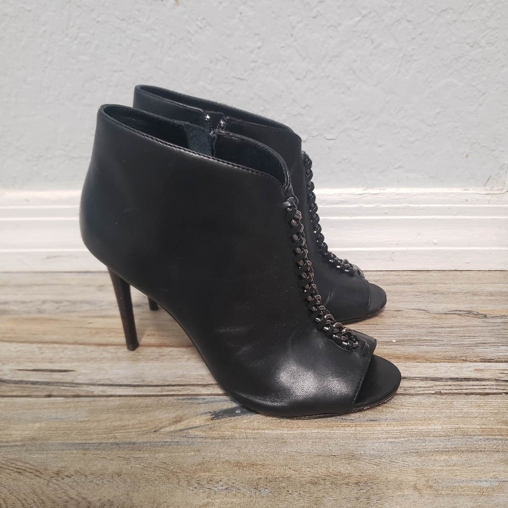 COACH Black Leather Stiletto Ankle Boots, 9